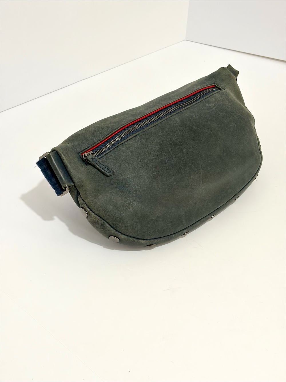 Hammitt Charles LgCrossbody Bag In Distressed Washed Slate Blue Leather/Gunmetal - Picture 5 of 14